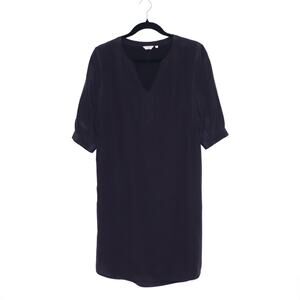 ELLIE KAI Silk Shift Dress Black Tunic Neckline Knee Length Dress Women's 2